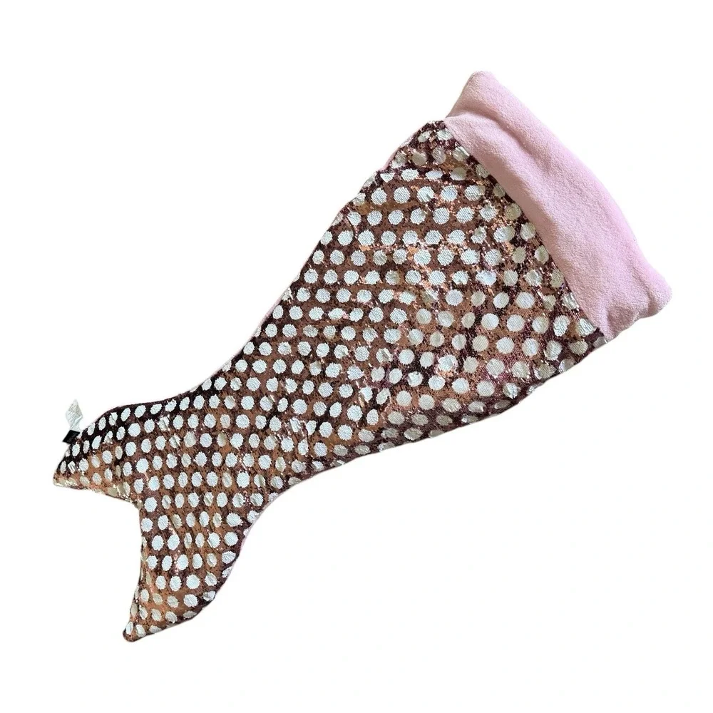 Cynthia Rowley Mermaid Snuggle Tail Pink White Polka Dot Sequins  22